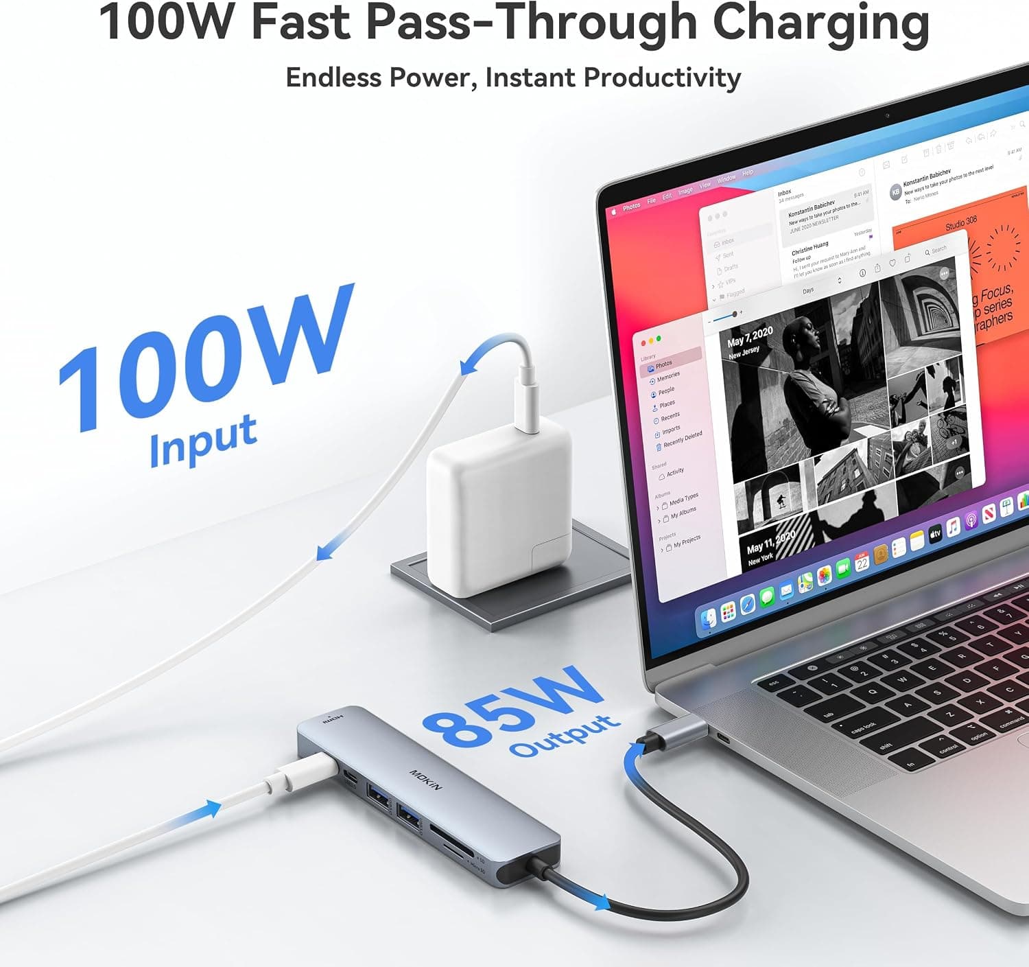 آداپتور MOKiN USB-C به HDMI، کارتخوان SD/MicroSD و ۲ پورت USB 3.0 خاکستری فضایی آداپتور MOKiN USB-C به HDMI، کارتخوان SD/MicroSD و ۲ پورت USB 3.0 خاکستری فضایی