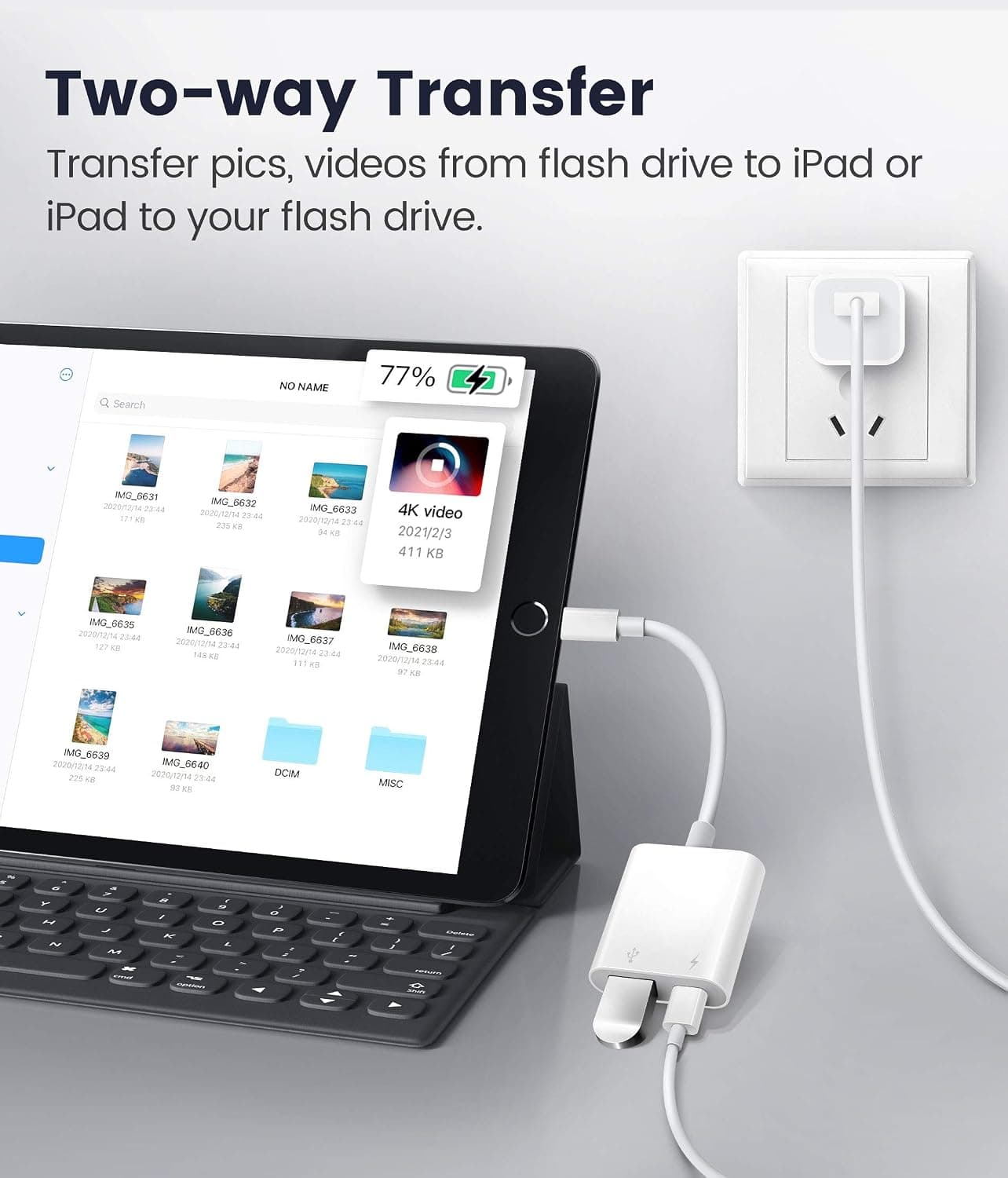 آداپتور USB برای iPhone/iPad Fubiaofei با پورت شارژ و USB مادگی OTG مدل USB 3 آداپتور USB برای iPhone/iPad Fubiaofei با پورت شارژ و USB مادگی OTG مدل USB 3