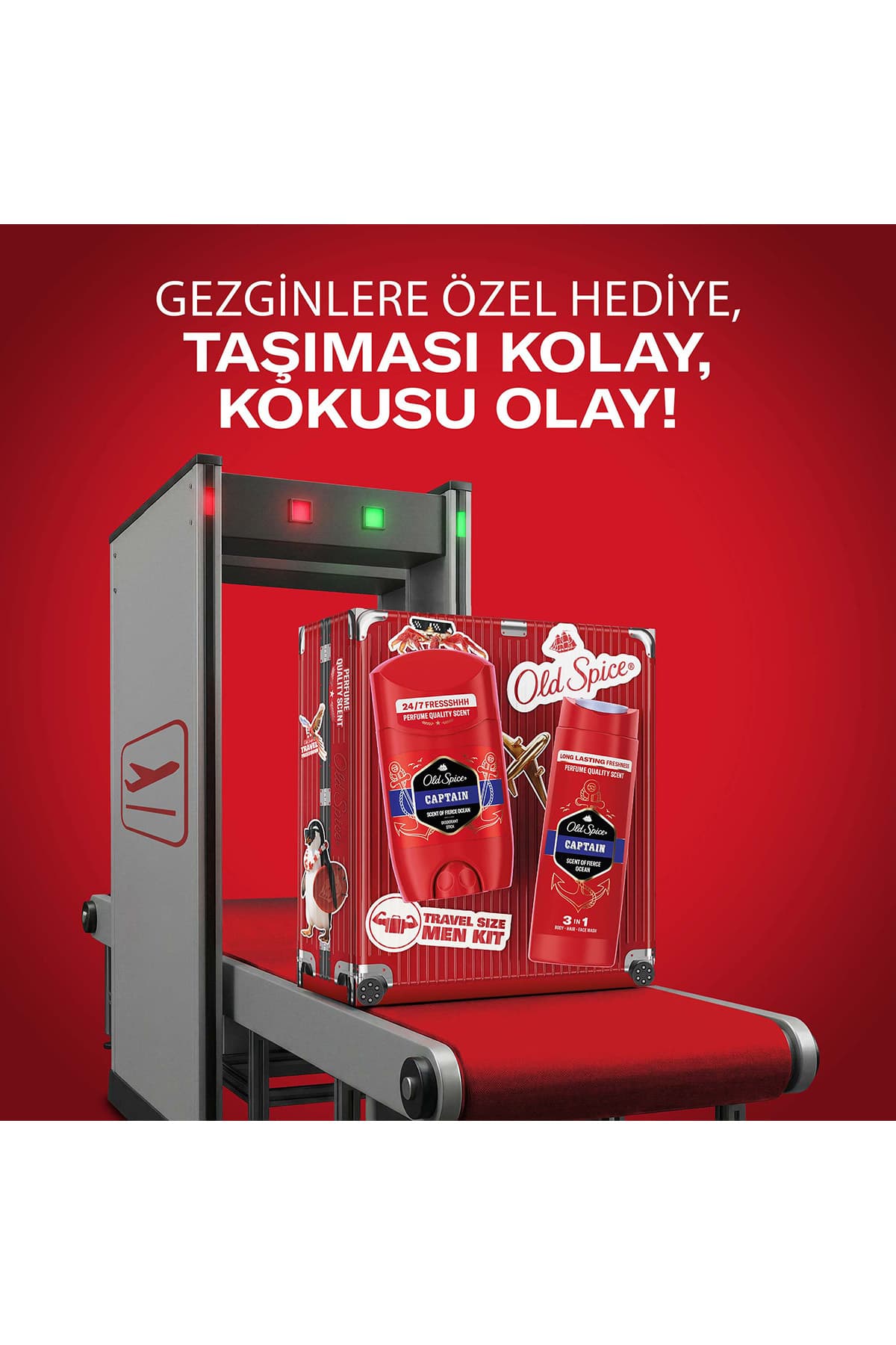 ست هدیه مردانه سفری Old Spice شامل دئودورانت استیکی 50ml و شامپو و ژل حمام 90ml مدل Captain ست هدیه مردانه سفری Old Spice شامل دئودورانت استیکی 50ml و شامپو و ژل حمام 90ml مدل Captain