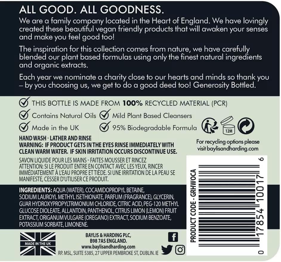 صابون مایع دست Baylis & Harding رایحه عود، سدر و کهربا Goodness 500ml صابون مایع دست Baylis & Harding رایحه عود، سدر و کهربا Goodness 500ml