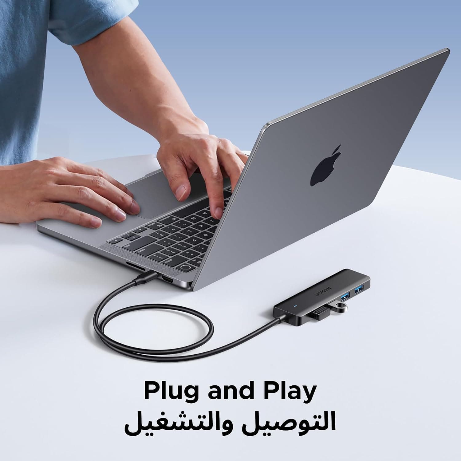 هاب UGREEN USB C با 4×USB 3.0 دیتا و شارژ USB-C 5V/2.4A 60cm هاب UGREEN USB C با 4×USB 3.0 دیتا و شارژ USB-C 5V/2.4A 60cm
