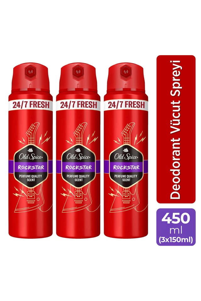 اسپری دئودورانت بدن مردانه Old Spice Rockstar 150 ml x3 اسپری دئودورانت بدن مردانه Old Spice Rockstar 150 ml x3