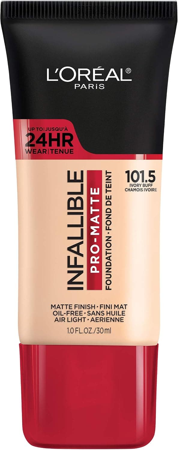 کرمپودر مایع مات بادوام L'Oreal Paris Infallible Pro-Matte، رنگ Ivory Buff، 1 fl oz کرمپودر مایع مات بادوام L'Oreal Paris Infallible Pro-Matte، رنگ Ivory Buff، 1 fl oz