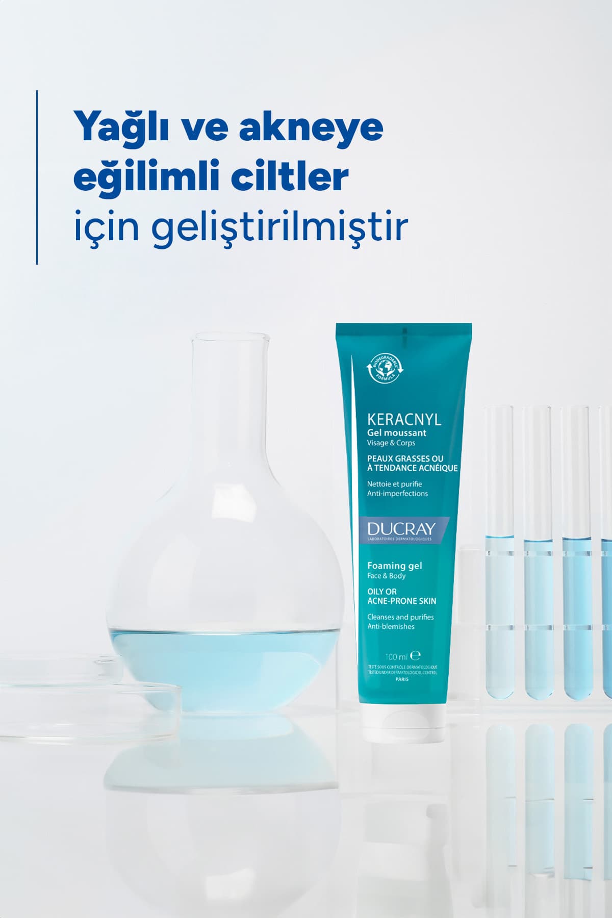 ژل شستشوی صورت Ducray Keracnyl پاککننده برای پوست چرب و مستعد آکنه 100 ml ژل شستشوی صورت Ducray Keracnyl پاککننده برای پوست چرب و مستعد آکنه 100 ml