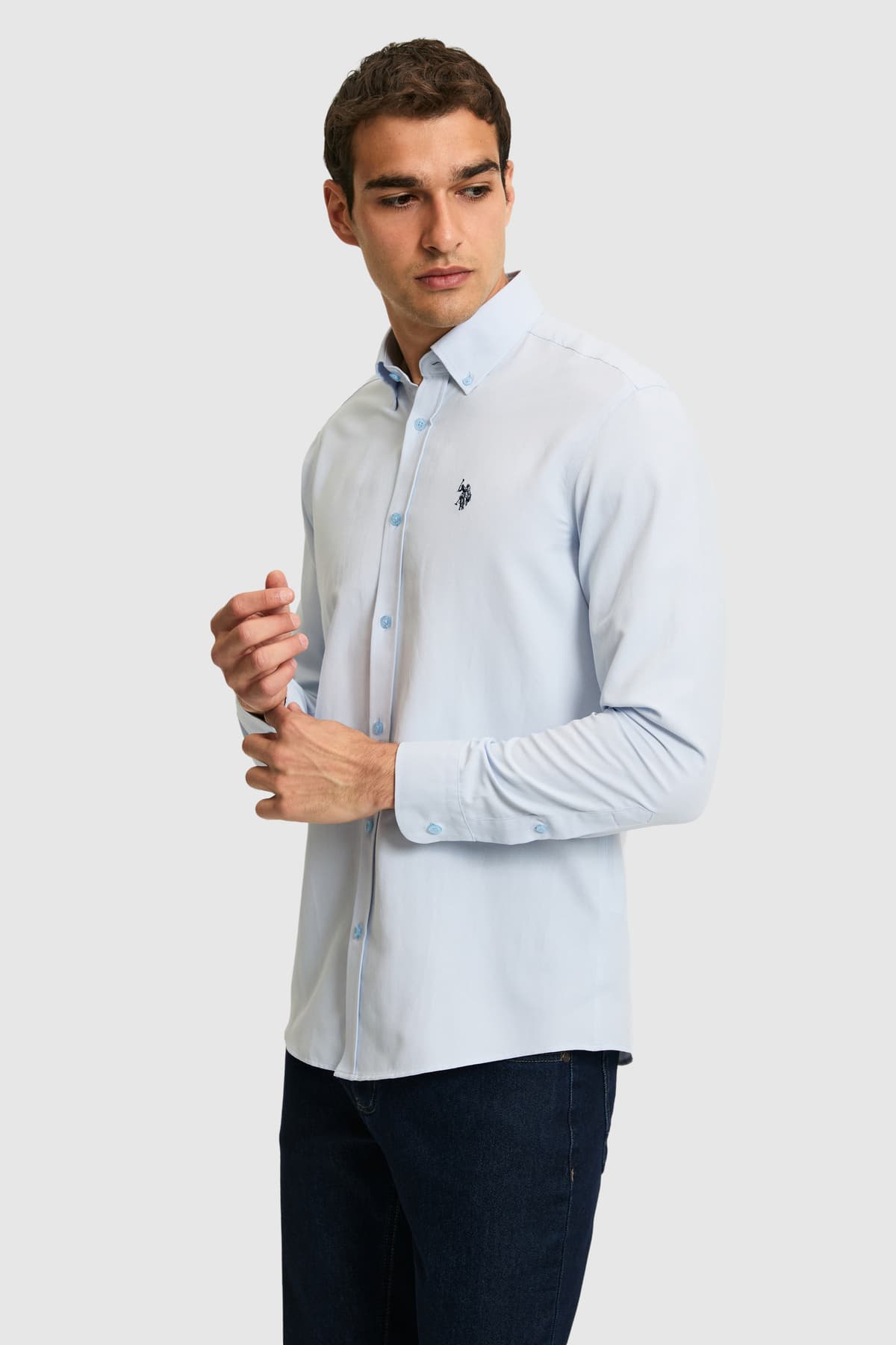پیراهن مردانه U.S. Polo Assn. آستینبلند ساده آبی روشن مدل 50262934-VR003 پیراهن مردانه U.S. Polo Assn. آستینبلند ساده آبی روشن مدل 50262934-VR003