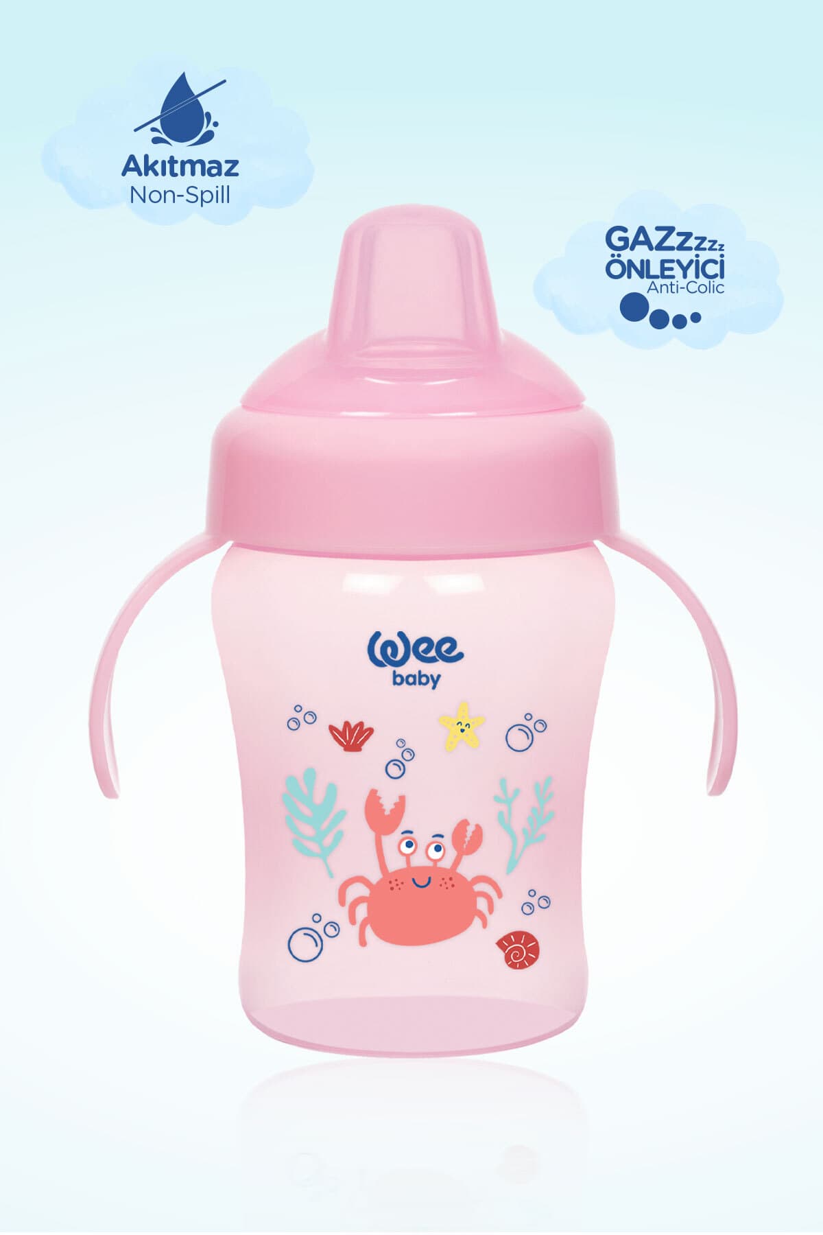 لیوان کودک Wee Baby دستهدار ضدچکه ضدنفخ 240 Ml صورتی 6+ ماه لیوان کودک Wee Baby دستهدار ضدچکه ضدنفخ 240 Ml صورتی 6+ ماه