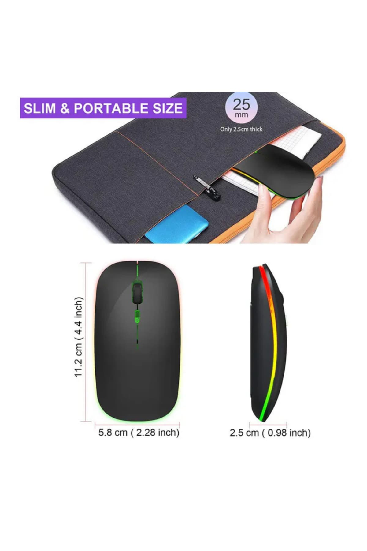ماوس بیسیم SONEX Bluetooth با LED RGB، قابل شارژ و بیصدا ماوس بیسیم SONEX Bluetooth با LED RGB، قابل شارژ و بیصدا