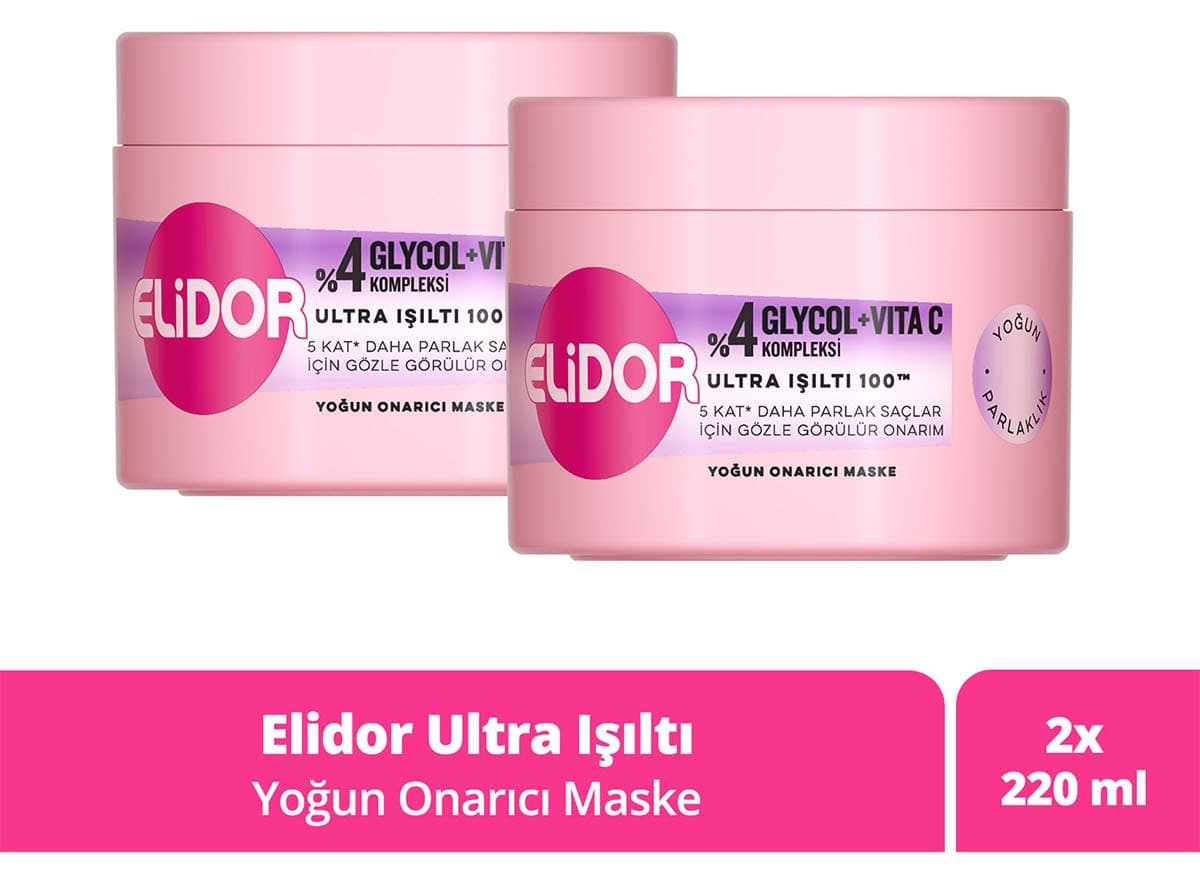 ماسک مو Elidor ترمیمکننده شدید با درخشش فوقالعاده 220 ml ×2 ماسک مو Elidor ترمیمکننده شدید با درخشش فوقالعاده 220 ml ×2