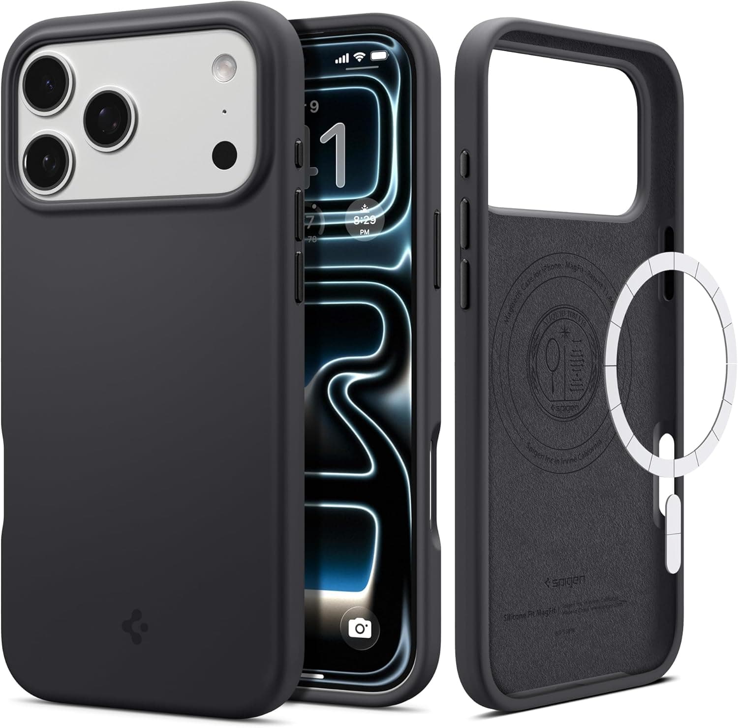 قاب MagSafe سازگار با iPhone 17 Pro Spigen Silicone Fit Mag Fit مشکی مدل ACS09955 قاب MagSafe سازگار با iPhone 17 Pro Spigen Silicone Fit Mag Fit مشکی مدل ACS09955