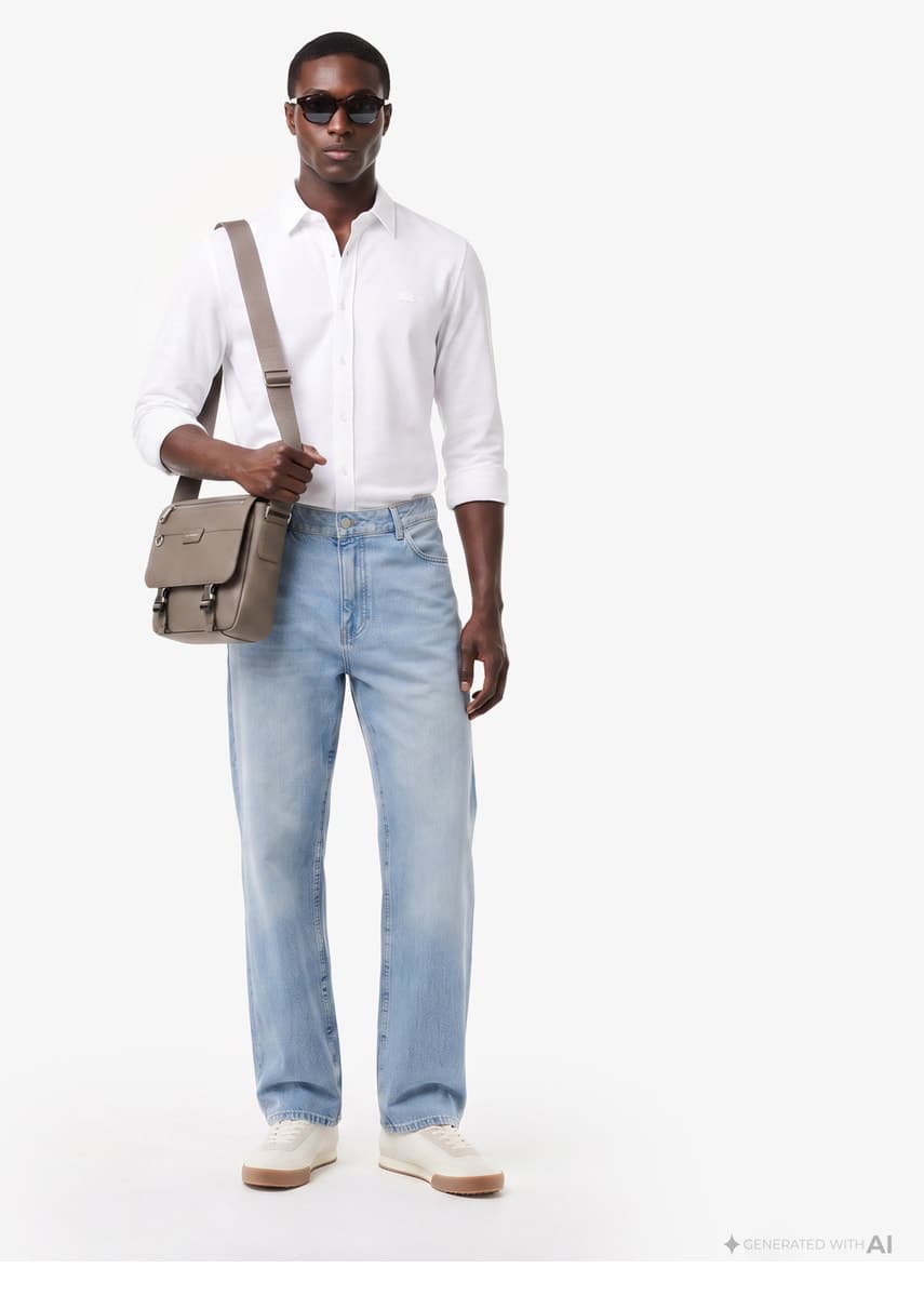 پیراهن مردانه Lacoste فیت اسلیم سفید مدل پیراهن مردانه Lacoste فیت اسلیم سفید مدل