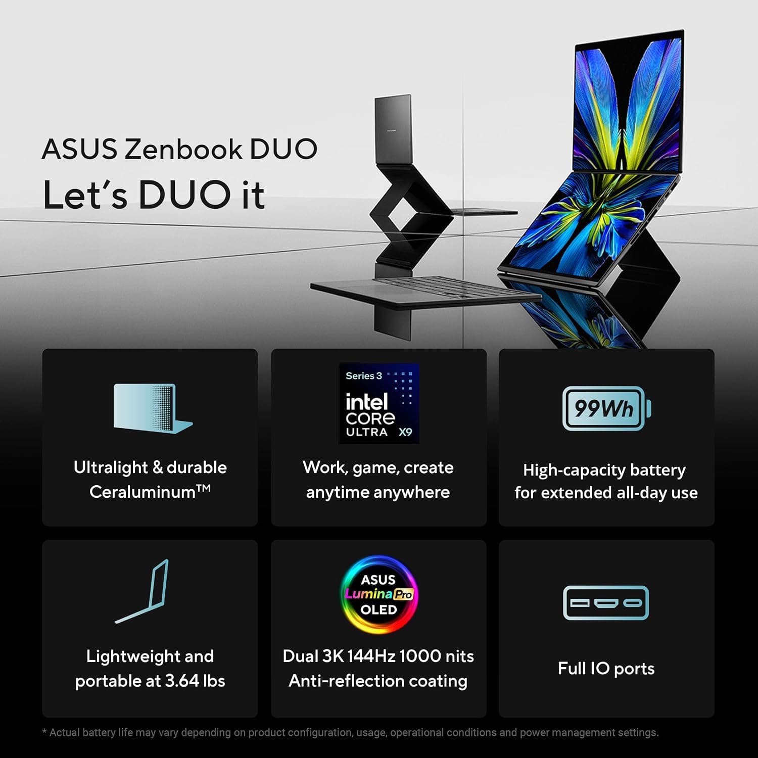 لپتاپ ASUS Zenbook Duo نمایشگر دوگانه OLED 14 اینچی خاکستری لپتاپ ASUS Zenbook Duo نمایشگر دوگانه OLED 14 اینچی خاکستری