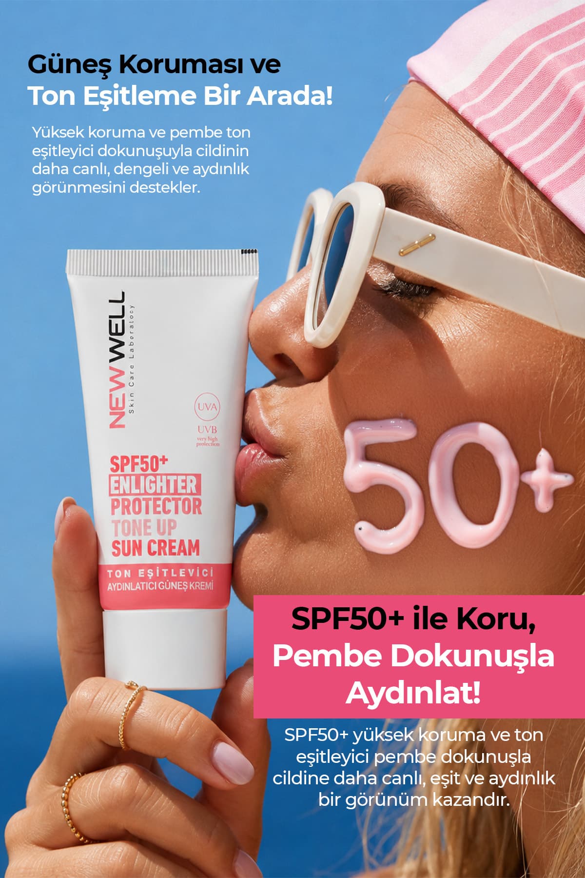کرم ضدآفتاب صورت 3 عددی New Well صورتی روشنکننده و یکنواختکننده رنگ پوست SPF50 50 ml کرم ضدآفتاب صورت 3 عددی New Well صورتی روشنکننده و یکنواختکننده رنگ پوست SPF50 50 ml