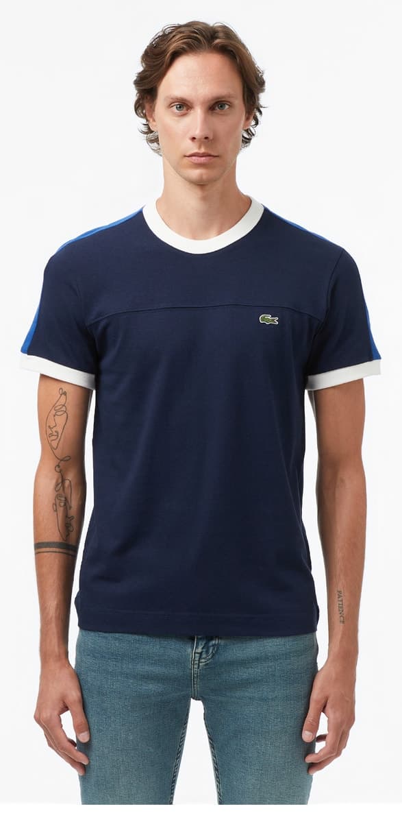 تیشرت مردانه Lacoste فیت معمولی یقه گرد سرمهای تیشرت مردانه Lacoste فیت معمولی یقه گرد سرمهای