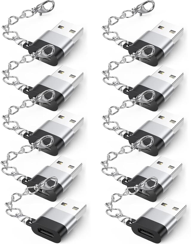 آداپتور DteeDck بسته 10 تایی USB-C ماده به USB نر با جاکلیدی آداپتور DteeDck بسته 10 تایی USB-C ماده به USB نر با جاکلیدی