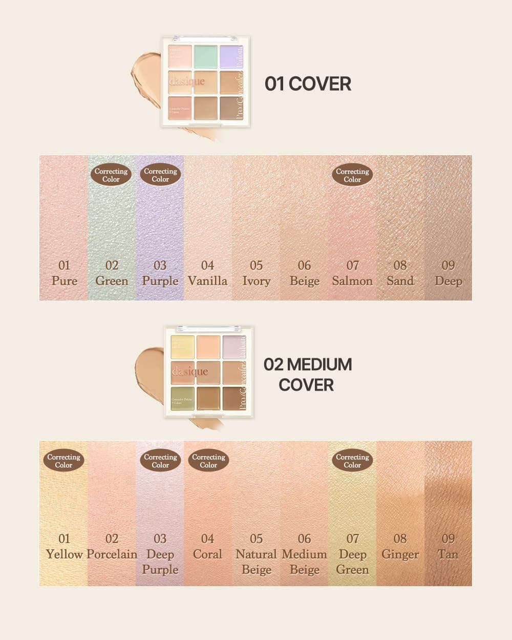 پالت کانسیلر چندمنظوره با بافت کرمی dasique مدل Pro Concealer Palette 01 Cover، 111652 پالت کانسیلر چندمنظوره با بافت کرمی dasique مدل Pro Concealer Palette 01 Cover، 111652