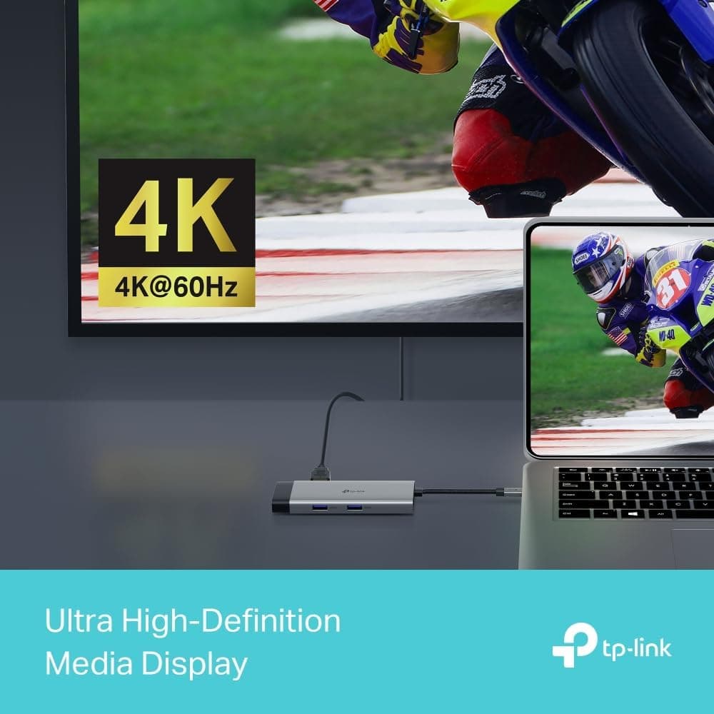 مبدل Type C به Gigabit Ethernet TP-Link مدل UH6120C با 1 پورت HDMI، 1 پورت شارژ سریع 100W، 1 USB-C و 2 USB-A 3.0 مبدل Type C به Gigabit Ethernet TP-Link مدل UH6120C با 1 پورت HDMI، 1 پورت شارژ سریع 100W، 1 USB-C و 2 USB-A 3.0
