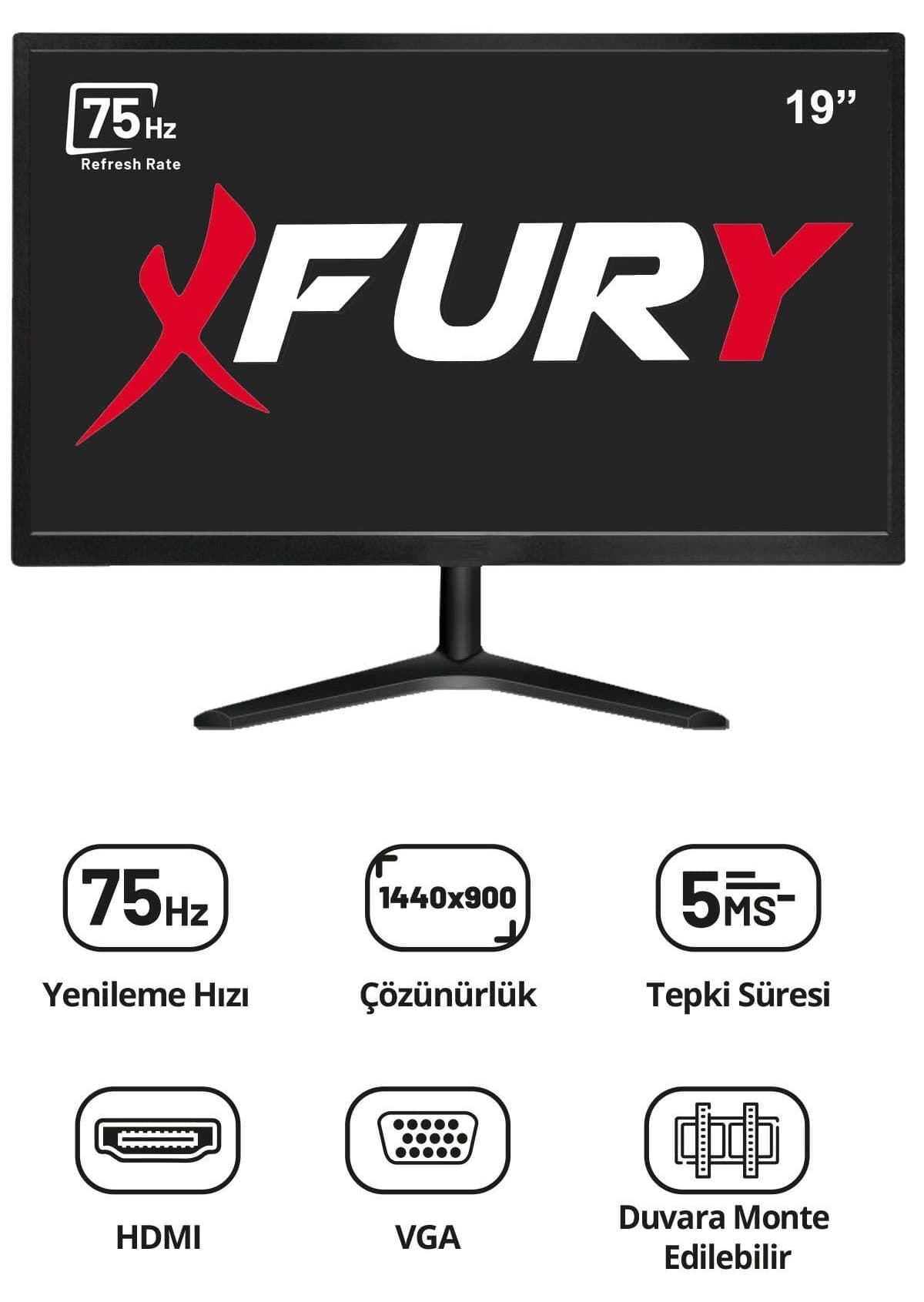مانیتور LED FURY 19" صفحه عریض 75Hz 5ms ورودی VGA و HDMI مانیتور LED FURY 19" صفحه عریض 75Hz 5ms ورودی VGA و HDMI