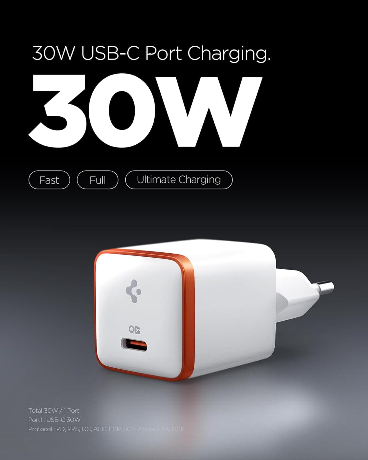 آداپتور شارژ 30W USB-C Spigen با شارژ سریع PPS و GaN Pro، سفید مدل ACH08449 آداپتور شارژ 30W USB-C Spigen با شارژ سریع PPS و GaN Pro، سفید مدل ACH08449