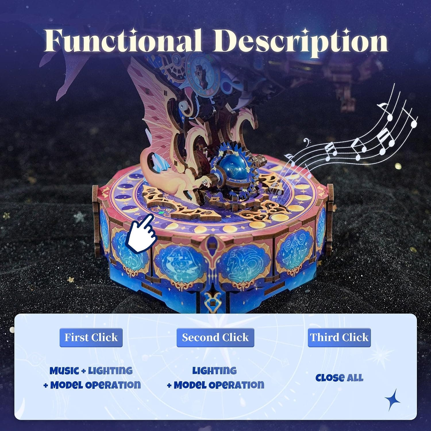 پازل چوبی سهبعدی بزرگسالان Tonecheer مدل Magic Galaxy کشتی هوایی فانتزی موزیکال با قطعات متحرک پازل چوبی سهبعدی بزرگسالان Tonecheer مدل Magic Galaxy کشتی هوایی فانتزی موزیکال با قطعات متحرک