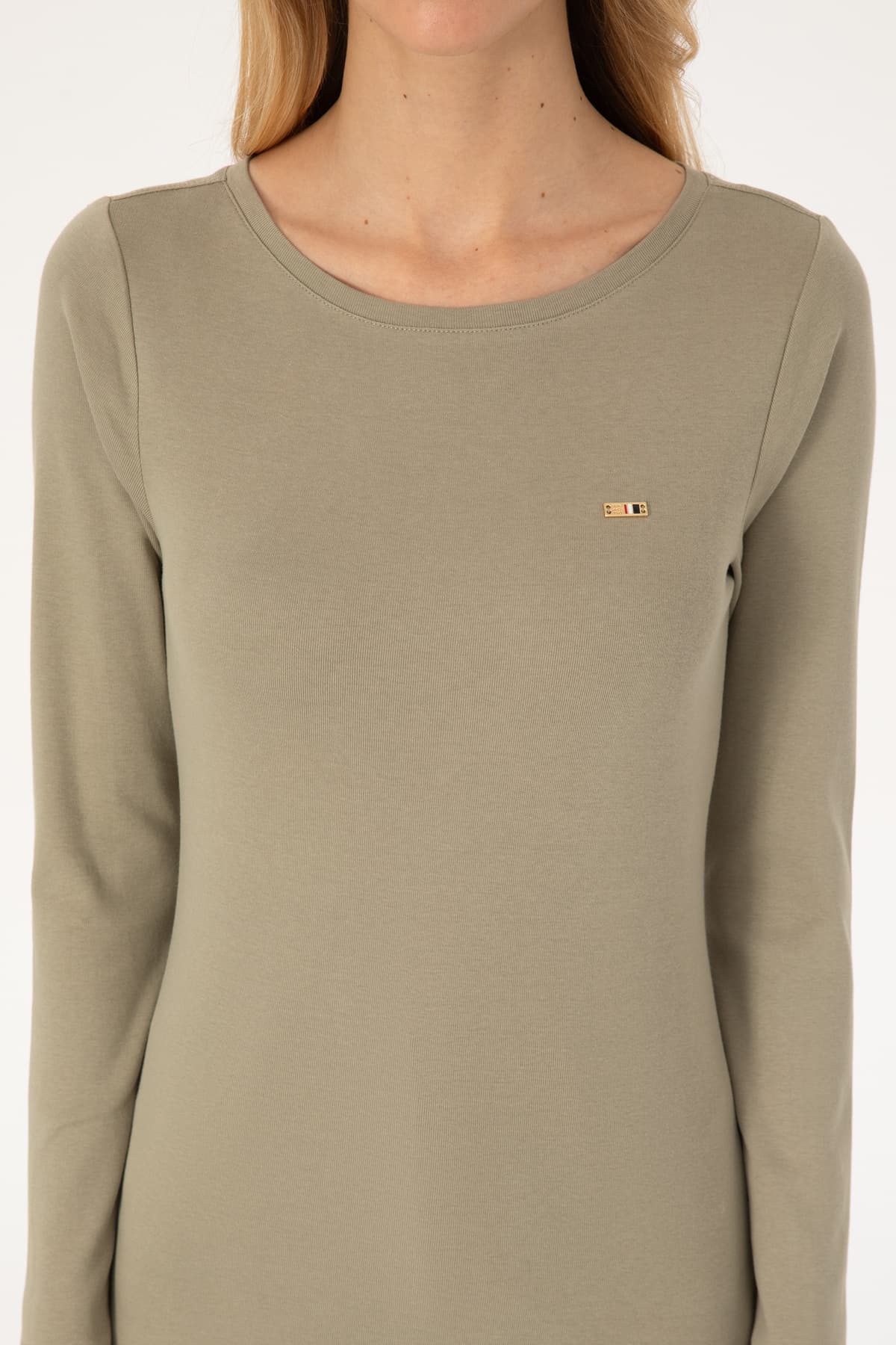 سویشرت زنانه U.S. Polo Assn. خاکی روشن اسلیم یقه گرد مدل 50315419-VR183 سویشرت زنانه U.S. Polo Assn. خاکی روشن اسلیم یقه گرد مدل 50315419-VR183