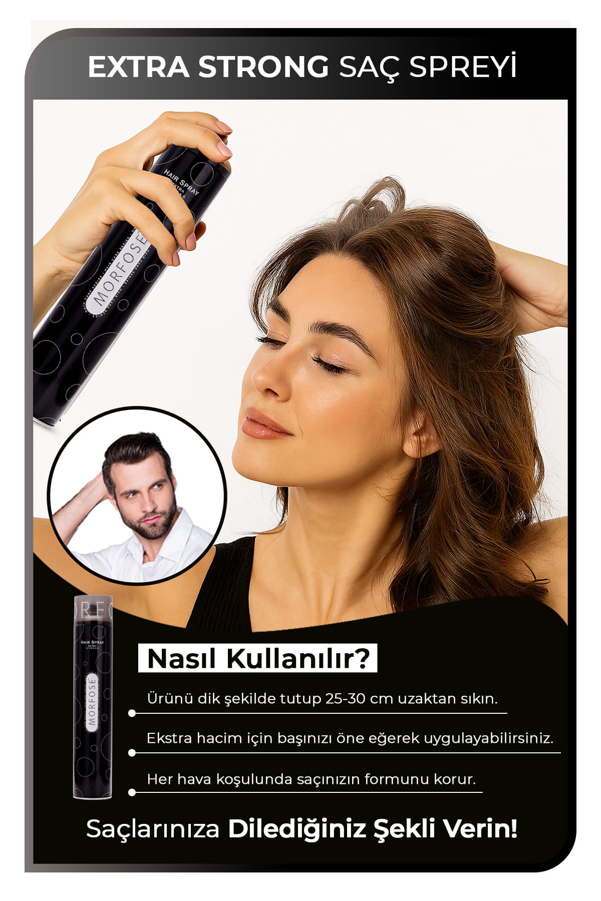 اسپری موی مشکی Morfose با قدرت نگهدارندگی بسیار قوی 400 ml 8698655380053 اسپری موی مشکی Morfose با قدرت نگهدارندگی بسیار قوی 400 ml 8698655380053