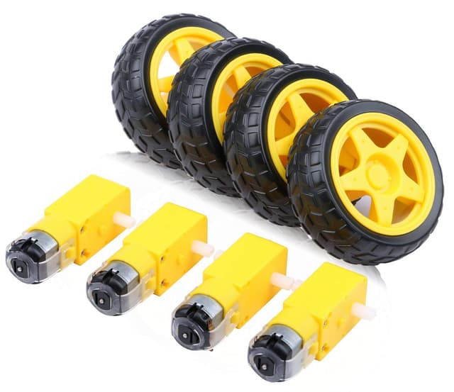 مجموعه موتور گیربکسی و چرخ خودرو اسباببازی Tape، 4PCs، DC 3-6V دوشفت TT مدل ApTechDeals مجموعه موتور گیربکسی و چرخ خودرو اسباببازی Tape، 4PCs، DC 3-6V دوشفت TT مدل ApTechDeals