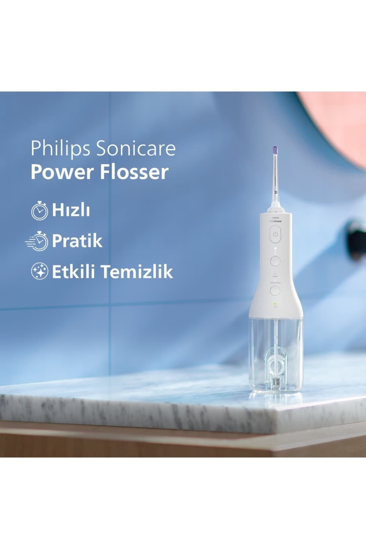 دستگاه شستوشوی دهان بیسیم Philips Sonicare Power Flosser 3000 سفید با فناوری Quad Stream و Puls Wave و سری یدک دستگاه شستوشوی دهان بیسیم Philips Sonicare Power Flosser 3000 سفید با فناوری Quad Stream و Puls Wave و سری یدک