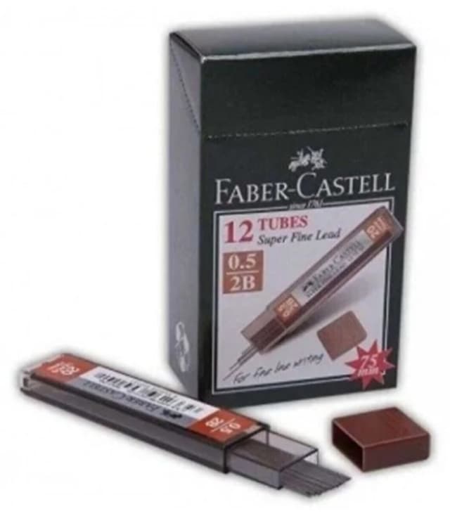 نوک مداد نوکی مشکی Faber Castell 0.5 Mm 2b ×12 عدد نوک مداد نوکی مشکی Faber Castell 0.5 Mm 2b ×12 عدد