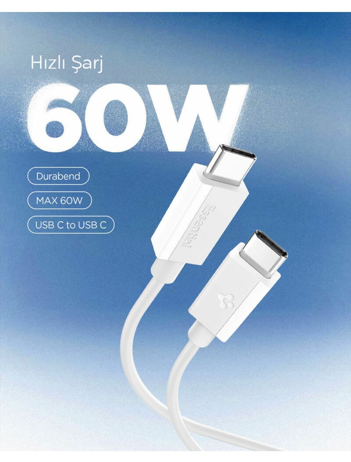 کابل Spigen USB-C به USB-C ۱ متری 60W سفید مدل ACA08717 کابل Spigen USB-C به USB-C ۱ متری 60W سفید مدل ACA08717