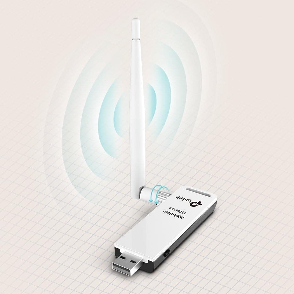 آداپتور USB بیسیم TP-Link با بهره بالا و آنتن جداشدنی 4dBi مدل TL-WN722N N150 Mbps آداپتور USB بیسیم TP-Link با بهره بالا و آنتن جداشدنی 4dBi مدل TL-WN722N N150 Mbps