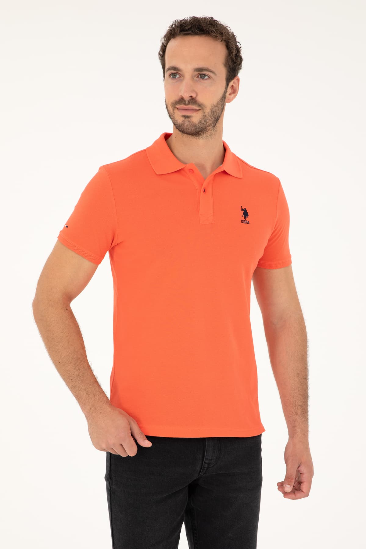 تیشرت مردانه U.S. Polo Assn. اسلیم فیت یقه پولو رنگ گل انار بیسیک مدل 50279613-VR039 تیشرت مردانه U.S. Polo Assn. اسلیم فیت یقه پولو رنگ گل انار بیسیک مدل 50279613-VR039