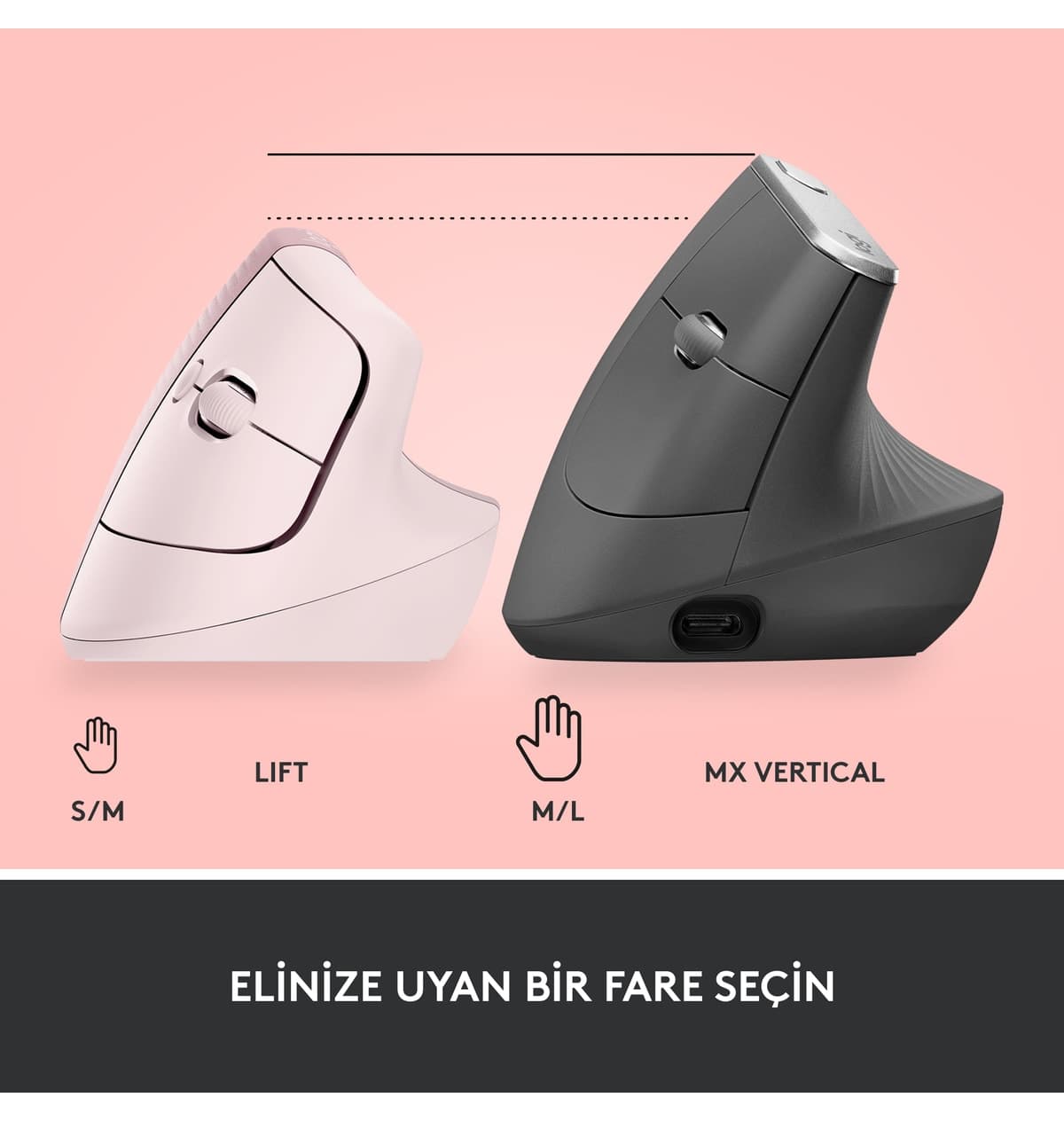 ماوس عمودی ارگونومیک بیسیم کمصدا logitech Lift صورتی مدل 910-006478 ماوس عمودی ارگونومیک بیسیم کمصدا logitech Lift صورتی مدل 910-006478