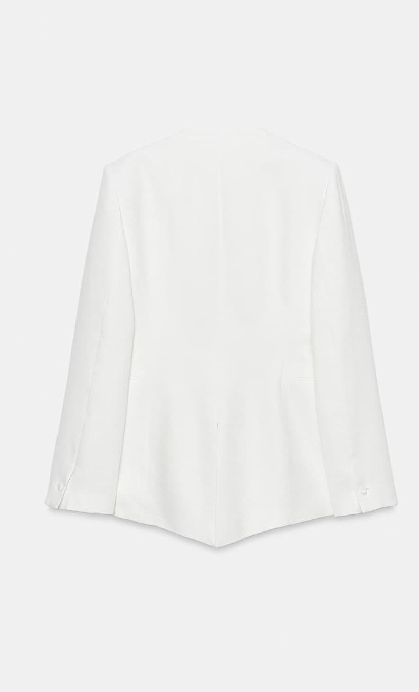بلیزر مردانه Zara کتان مخلوط اسموکینگ سفید مدل Zw Collection سایز L بلیزر مردانه Zara کتان مخلوط اسموکینگ سفید مدل Zw Collection سایز L