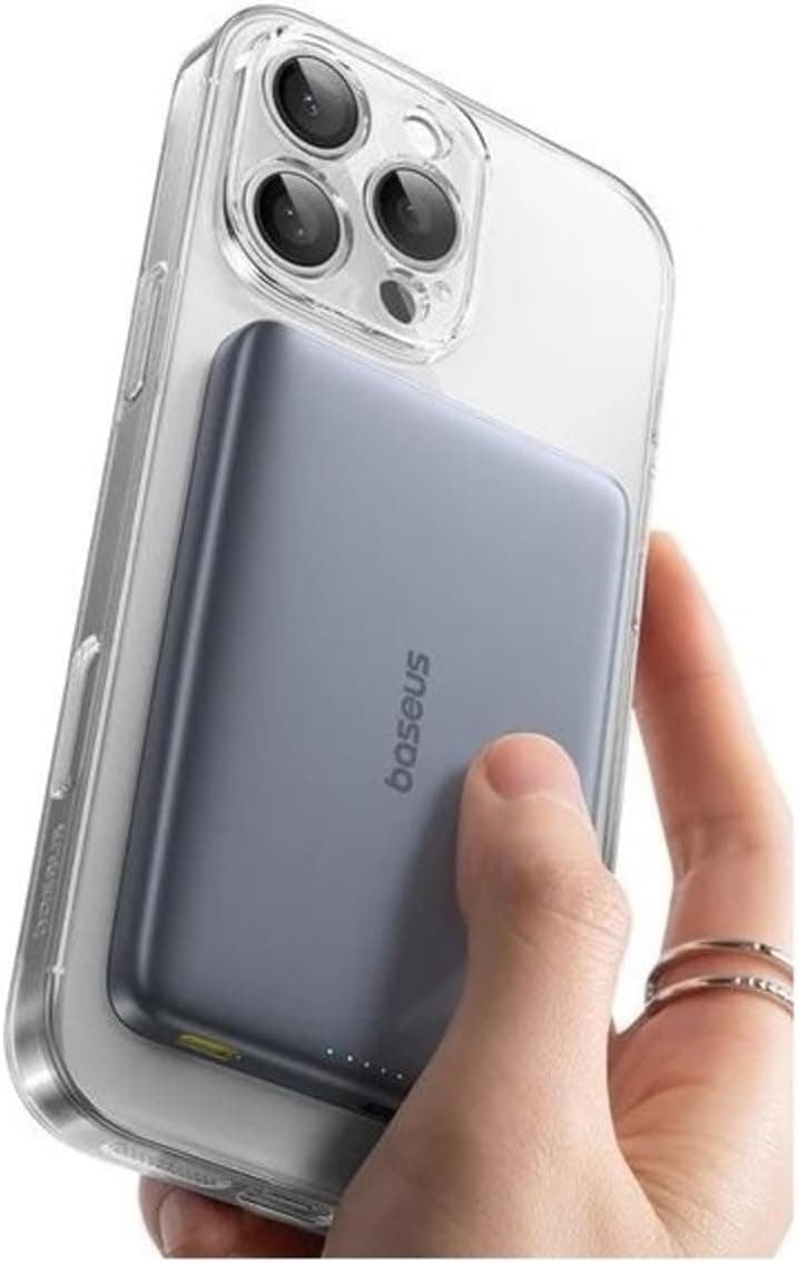 پاوربانک Baseus PicoGo فوق نازک بیسیم Qi2 MagSafe شارژ سریع 10000mAh خاکستری پاوربانک Baseus PicoGo فوق نازک بیسیم Qi2 MagSafe شارژ سریع 10000mAh خاکستری