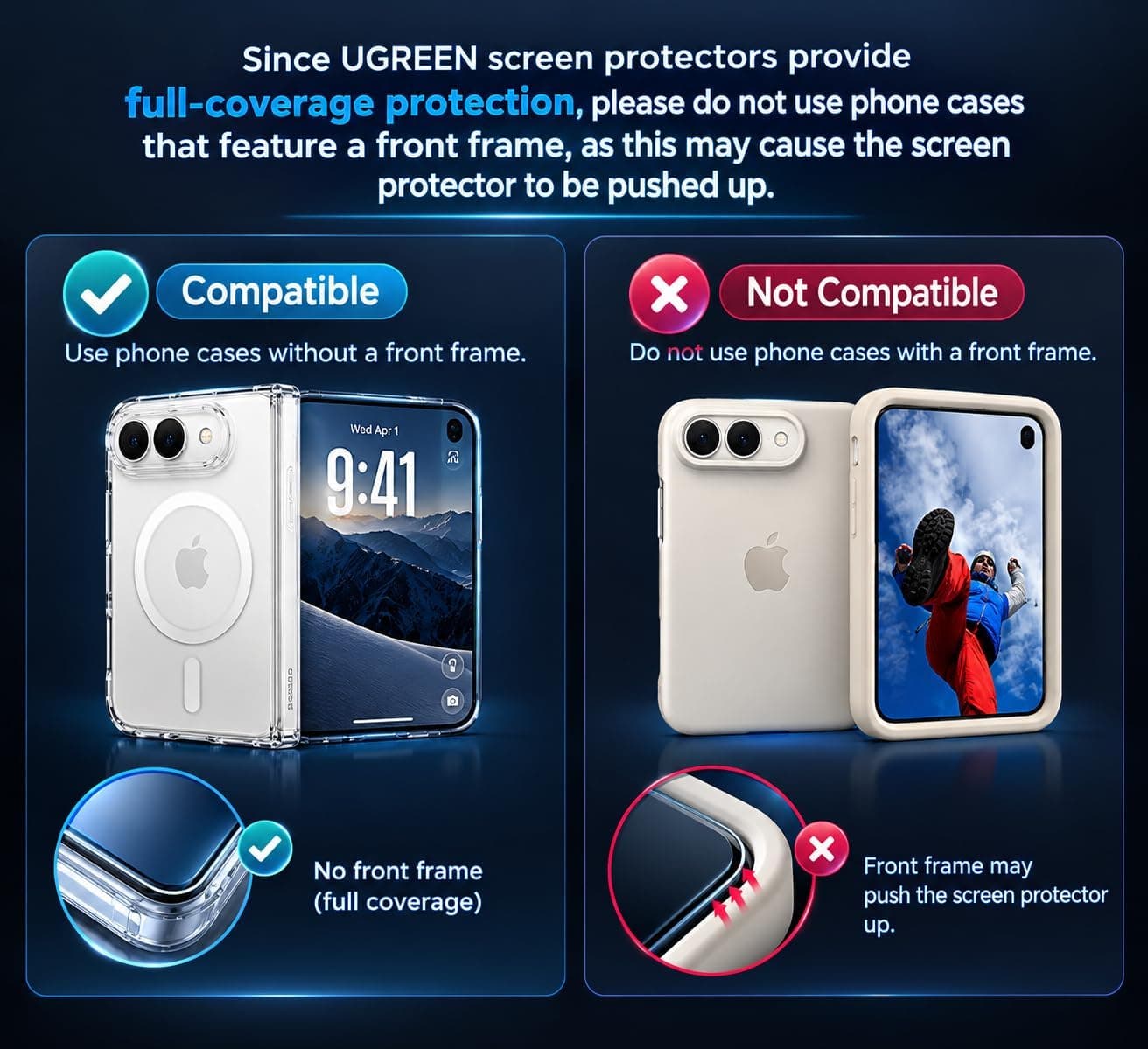 محافظ صفحه نمایش UGREEN نصب خودکار پوشش کامل iPhone Duo 1 Pack محافظ صفحه نمایش UGREEN نصب خودکار پوشش کامل iPhone Duo 1 Pack