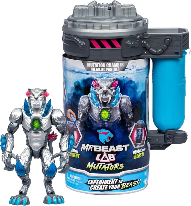 اسباببازی MrBeast Lab Mutators مدل Mutate The Ultimate Beast، مجسمه اکشن پلنگ متالیک، 3 مدل برای جمعآوری اسباببازی MrBeast Lab Mutators مدل Mutate The Ultimate Beast، مجسمه اکشن پلنگ متالیک، 3 مدل برای جمعآوری