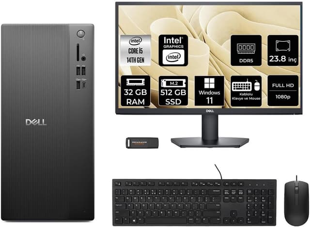 کامپیوتر رومیزی Dell + مانیتور 23.8 اینچی i5 14400 32Gb 512Gb SSD W11H مدل Ect1250 کامپیوتر رومیزی Dell + مانیتور 23.8 اینچی i5 14400 32Gb 512Gb SSD W11H مدل Ect1250