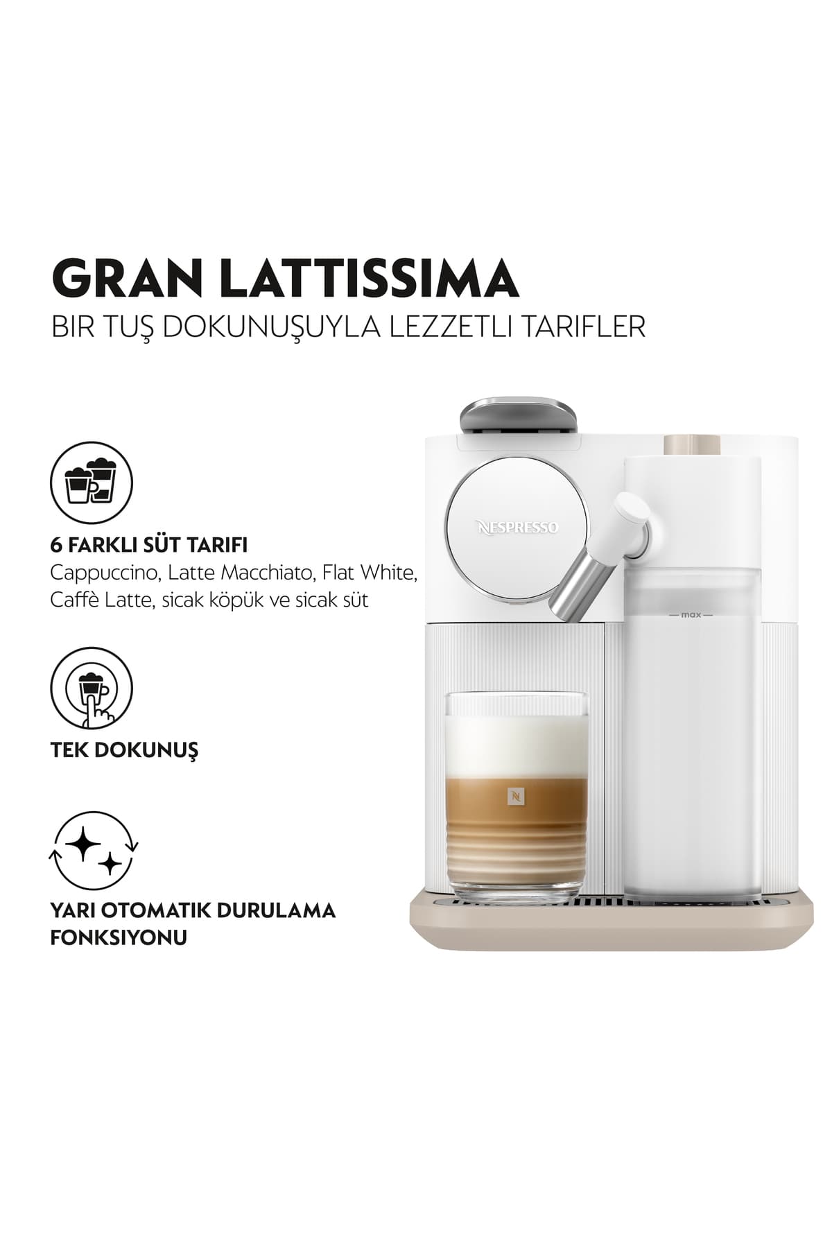 دستگاه قهوهساز Nespresso با سیستم تهیه شیر مدل F541 سفید دستگاه قهوهساز Nespresso با سیستم تهیه شیر مدل F541 سفید