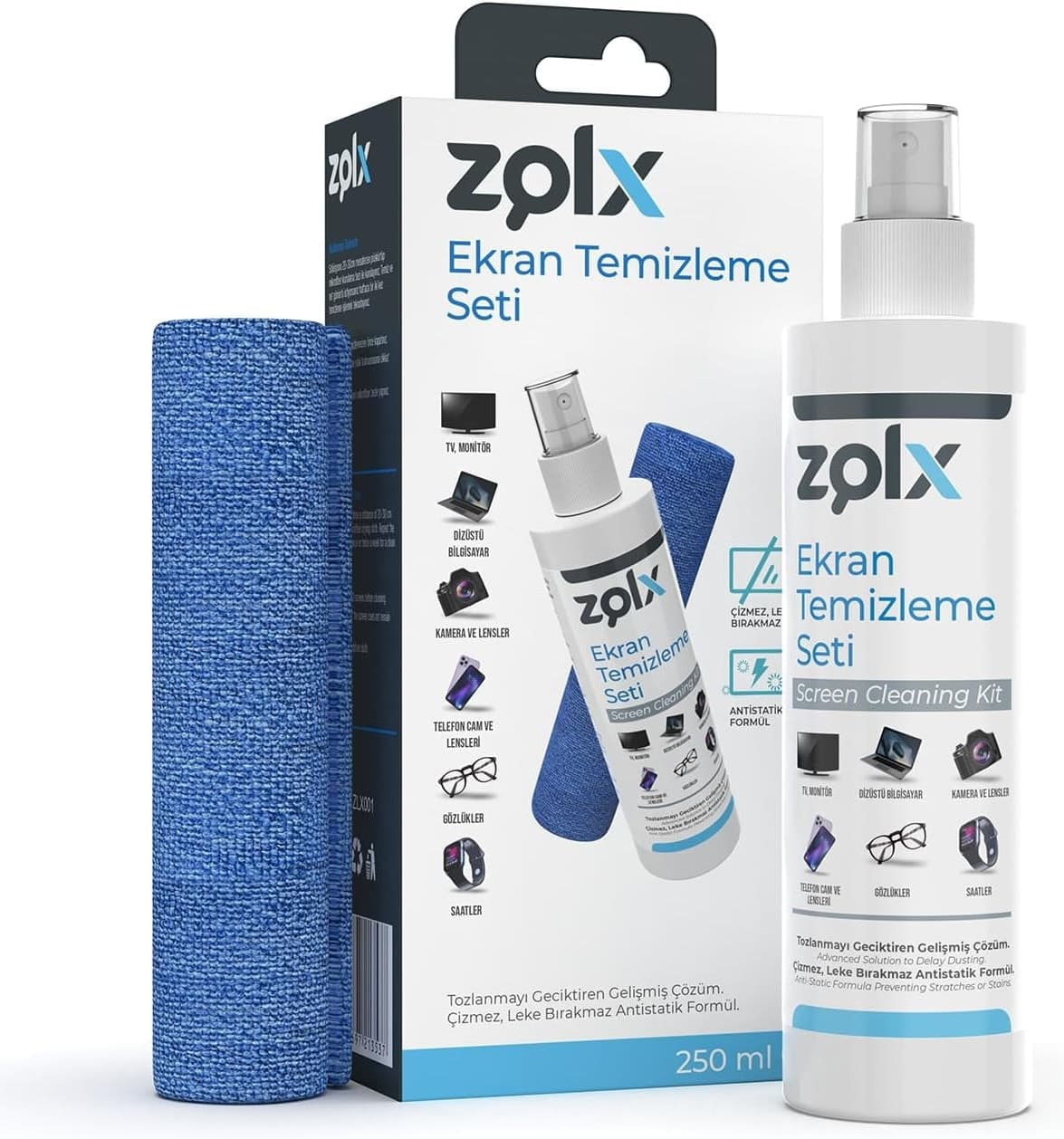 ست تمیزکننده صفحهنمایش zolx همراه با دستمال مدل 250ML ست تمیزکننده صفحهنمایش zolx همراه با دستمال مدل 250ML