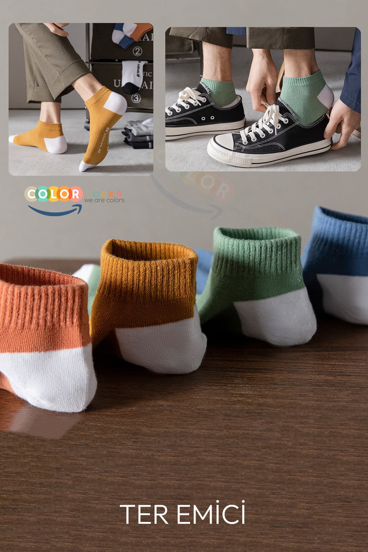 جوراب مردانه Color Socks ورزشی تابستانی تنفسپذیر 8 جفت جوراب مردانه Color Socks ورزشی تابستانی تنفسپذیر 8 جفت