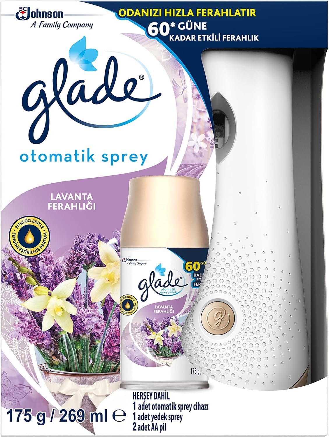 دستگاه خوشبوکننده خودکار Glade با اسپری یدکی رایحه لاوندر 269 mL دستگاه خوشبوکننده خودکار Glade با اسپری یدکی رایحه لاوندر 269 mL