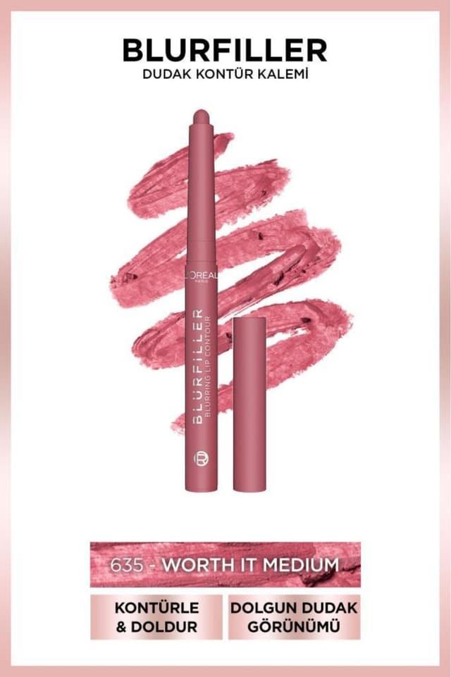 مداد کانتور لب L'Oreal Paris Blurfiller مدل 635 Worth It Medium مداد کانتور لب L'Oreal Paris Blurfiller مدل 635 Worth It Medium
