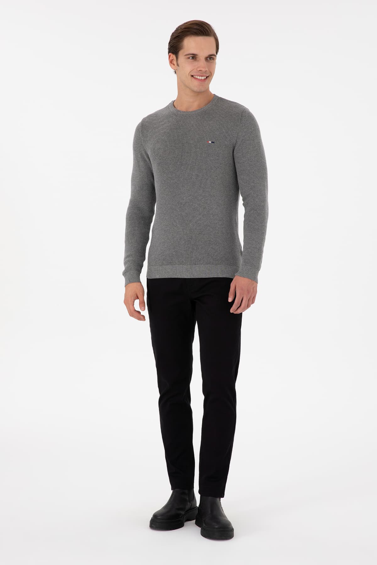 پلیور مردانه U.S. Polo Assn. یقه گرد Slim Fit طوسی ملانژ مدل 50298282-VR086 پلیور مردانه U.S. Polo Assn. یقه گرد Slim Fit طوسی ملانژ مدل 50298282-VR086