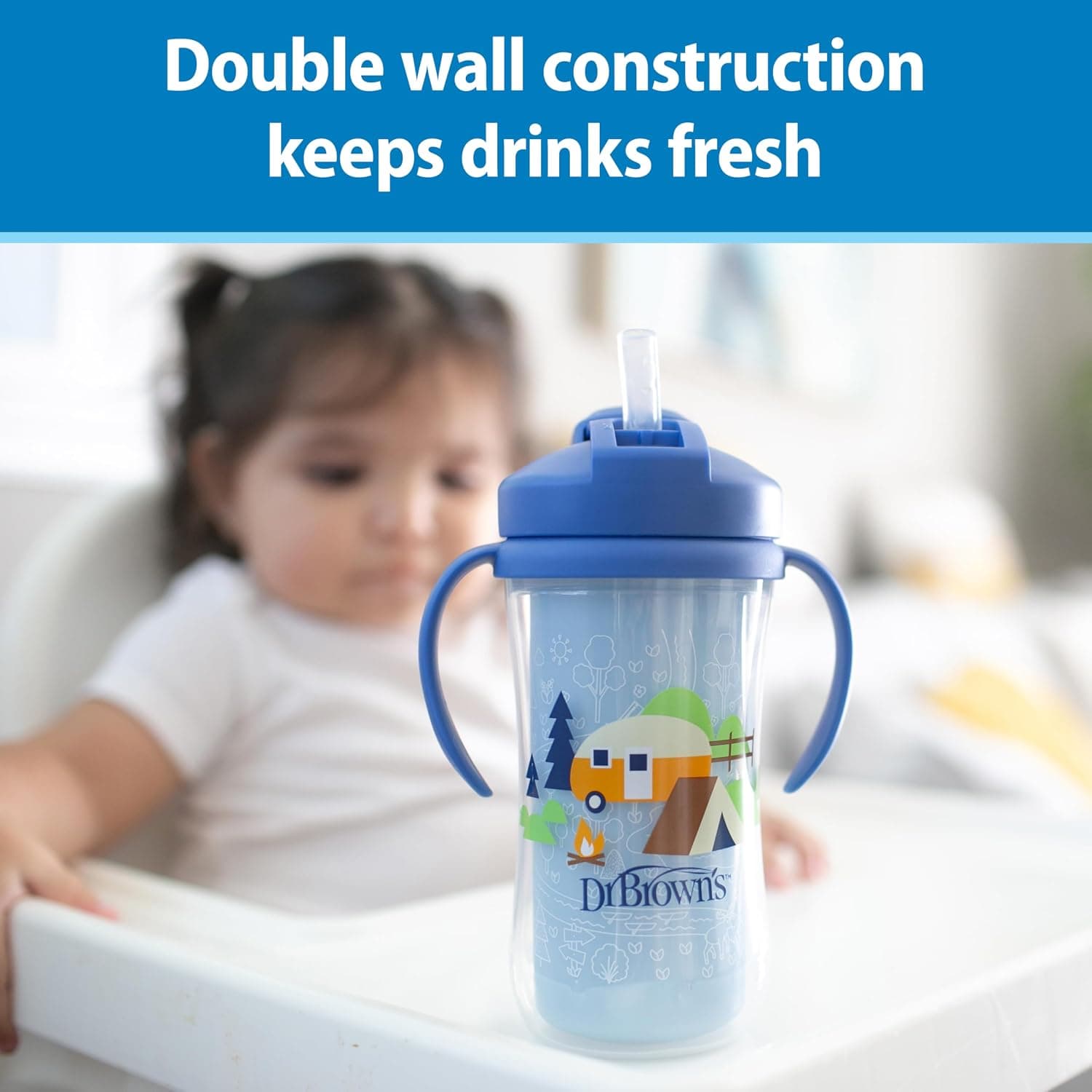 لیوان آبخوری Dr. Brown's Milestones عایقدار با نی 2-Pack آبی سبز 300 mL لیوان آبخوری Dr. Brown's Milestones عایقدار با نی 2-Pack آبی سبز 300 mL