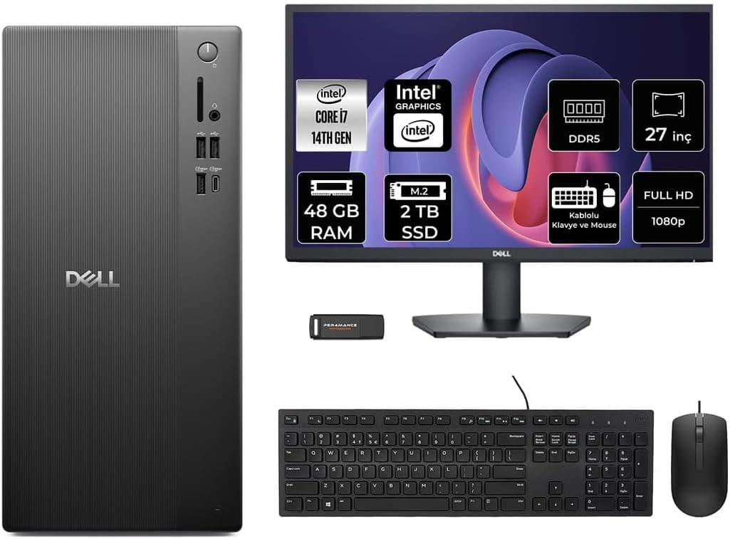 کامپیوتر دسکتاپ Dell Tower مدل ECT1250 با پردازنده i7 14700 و رم 48GB کامپیوتر دسکتاپ Dell Tower مدل ECT1250 با پردازنده i7 14700 و رم 48GB