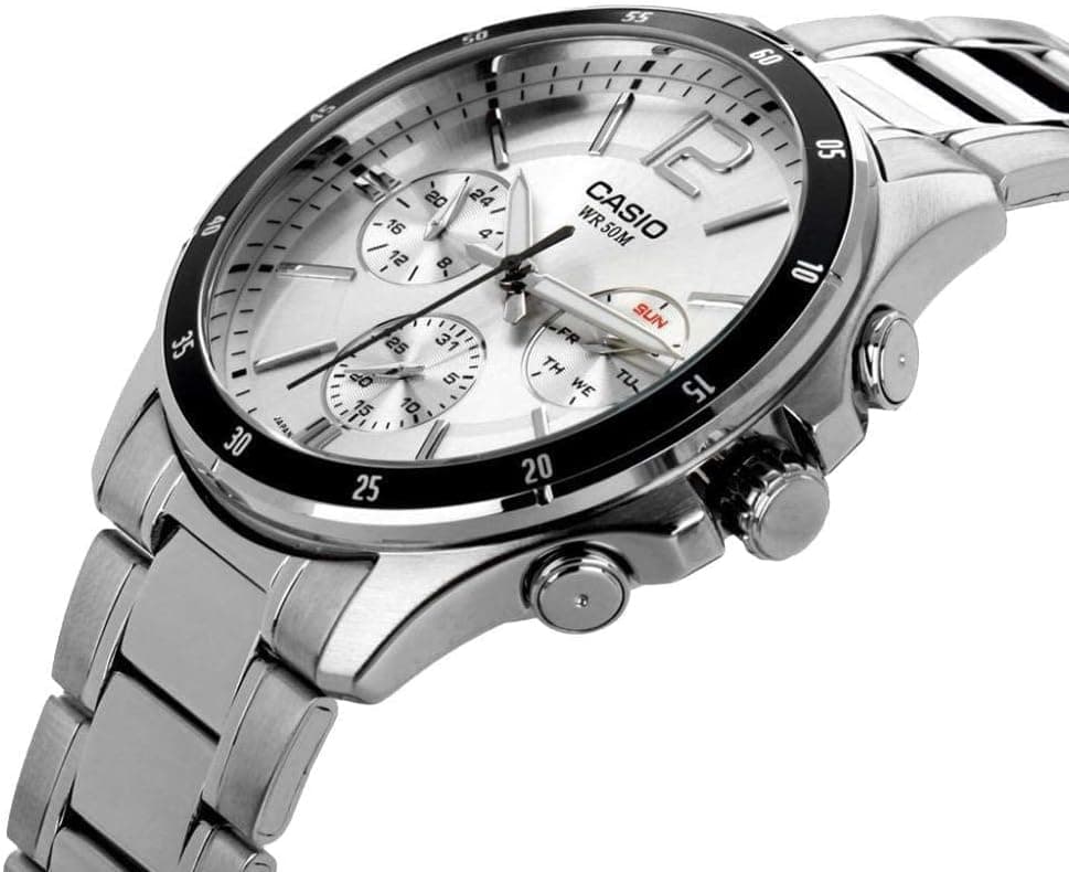 ساعت مردانه Casio صفحه و بند نقرهای مدل MTP-1374D-7AVDF ساعت مردانه Casio صفحه و بند نقرهای مدل MTP-1374D-7AVDF