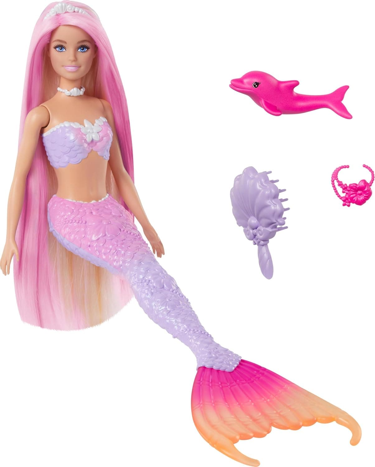 عروسک پری دریایی Barbie Malibu با قابلیت تغییر رنگ، دلفین و لوازم جانبی عروسک پری دریایی Barbie Malibu با قابلیت تغییر رنگ، دلفین و لوازم جانبی