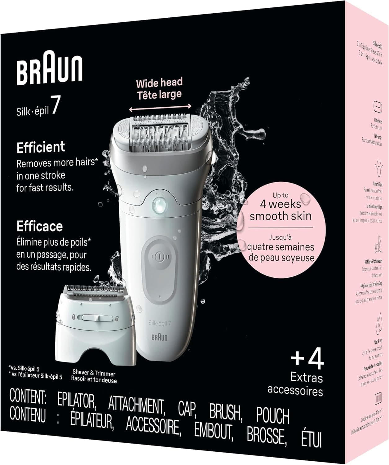دستگاه اپیلاسیون زنانه Braun Silk-épil 7 نقرهای مرطوب و خشک با سری پهن، مدل SE7-041 دستگاه اپیلاسیون زنانه Braun Silk-épil 7 نقرهای مرطوب و خشک با سری پهن، مدل SE7-041