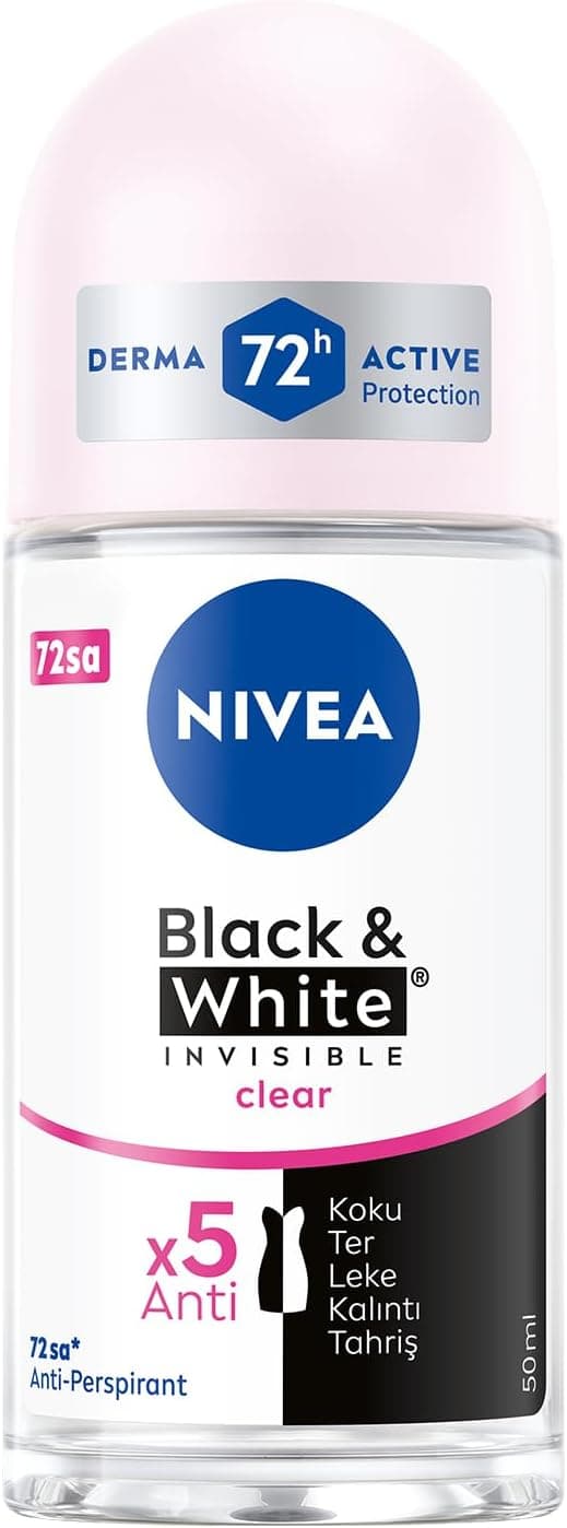 رولآن دئودورانت زنانه NIVEA مدل Black & White Invisible Clear با محافظت ضدتعریق 72 ساعته 50 ml رولآن دئودورانت زنانه NIVEA مدل Black & White Invisible Clear با محافظت ضدتعریق 72 ساعته 50 ml