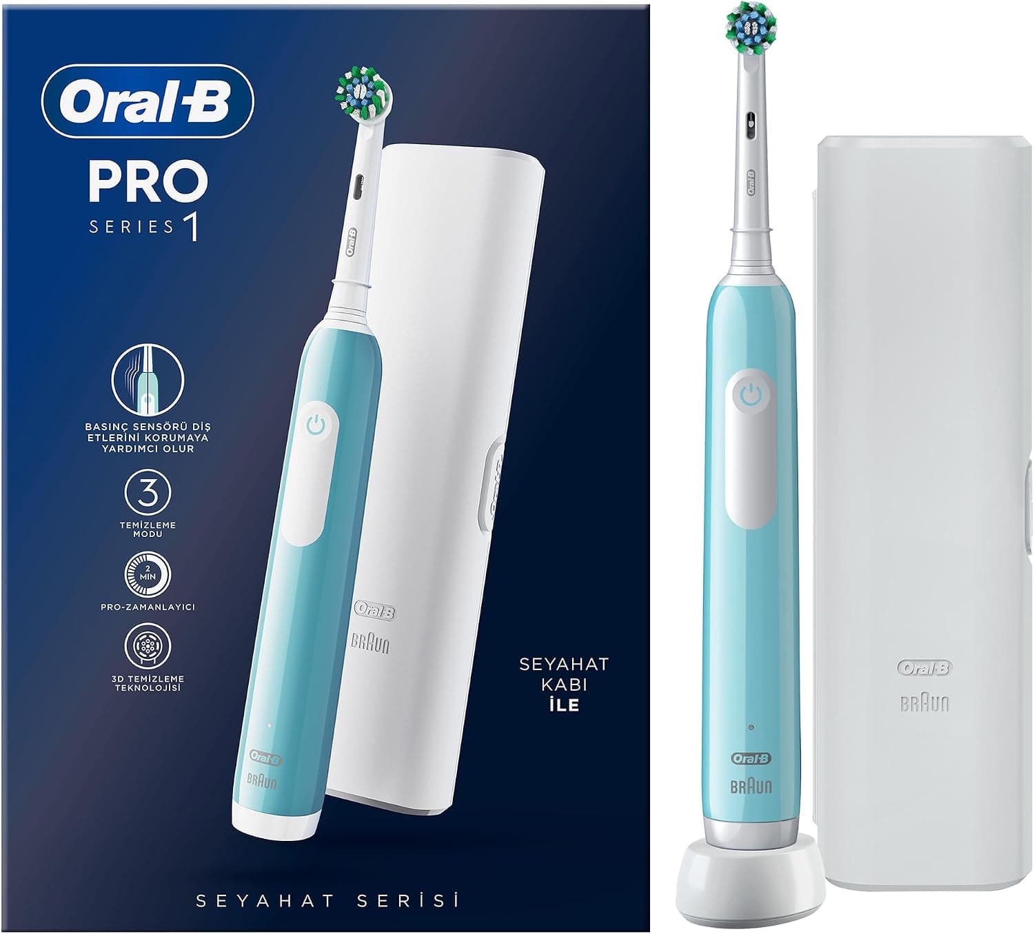 مسواک برقی Oral-B Pro Series 1 دوتایی سیاه و آبی ۲ سر مسواک برقی Oral-B Pro Series 1 دوتایی سیاه و آبی ۲ سر